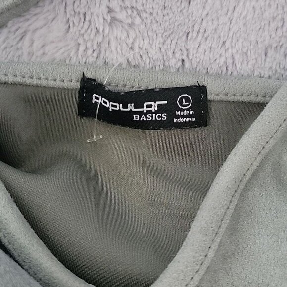 Popular Basics Green Faux Suede Skort Romper NWOT SIZE Large - Picture 4 of 5